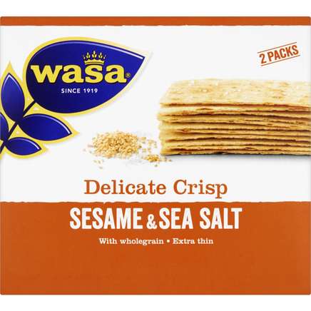 Wasa - Delicate Crisp Crackers - Sesame & Seasalt - 190 gr - Doos 10 pak
