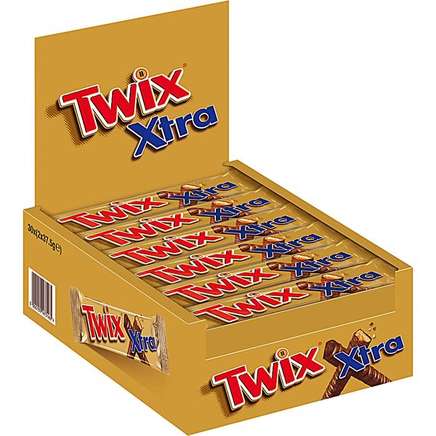 Twix Xtra Chocolade Reep Single 75 Gram - Doos 30 stuks