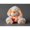 Knuffel hond creme hart 25 cm donkere variant