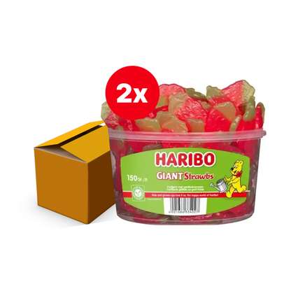 Haribo Fruitgum Aardbei - silo 150 stuks- 2 Pack
