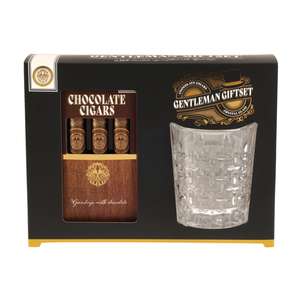 Gentleman Giftset - Whiskeyglas + 3 Chocolade Sigaren