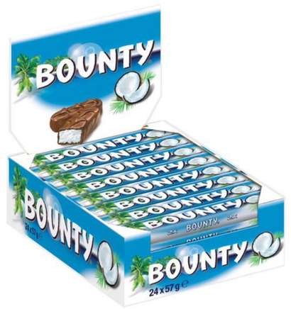 Bounty Chocolade Reep Single 57 Gram - Doos 24 stuks