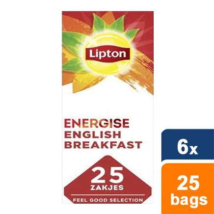 Lipton Energise English Breakfast Thee 25 theezakjes - Doos 6 stuks