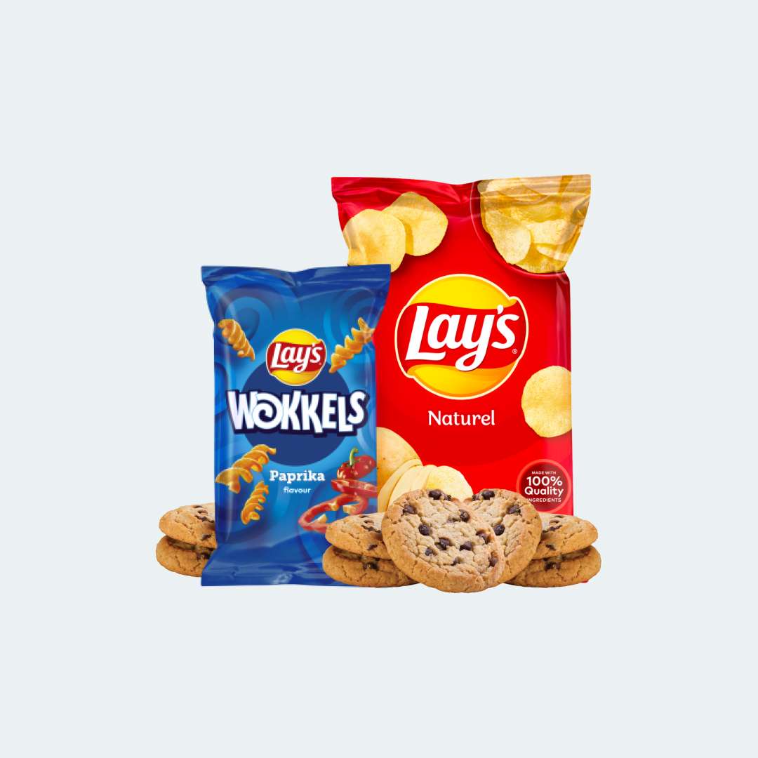 Chips, Koeken, Popcorn  & Suikerspin