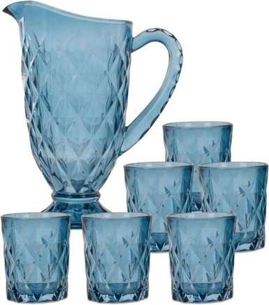 Drinkglazen glas set 7 sts - Blauw