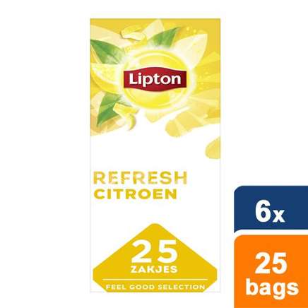 Lipton Refresh Lemon 25 theezakjes - Doos 6 stuks