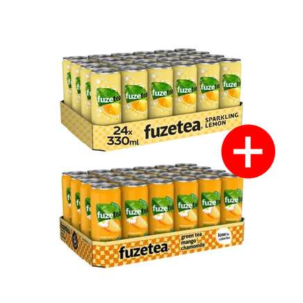 Fuze Tea Pack Sparkling Lemon Black Tea sleekcan 24x330 ml NL en Green Tea Mango Chamomile 24x330 ml NL