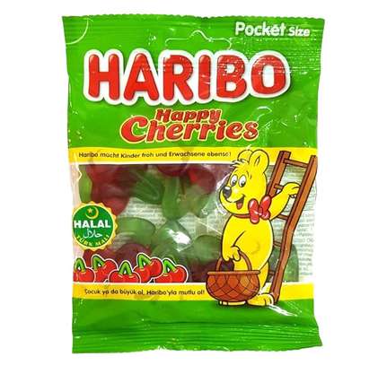 Haribo Halal Happy Cherries doos x 24 zakjes