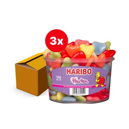 Haribo Schuim Harten - silo 150 stuks Voordeelverpakking 3 stuks